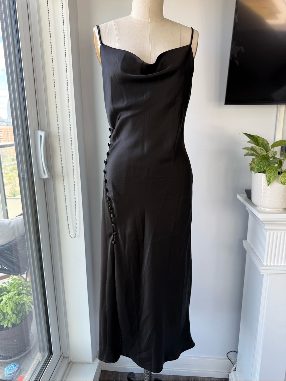 Zara Black Cowl Neck Maxi Dress